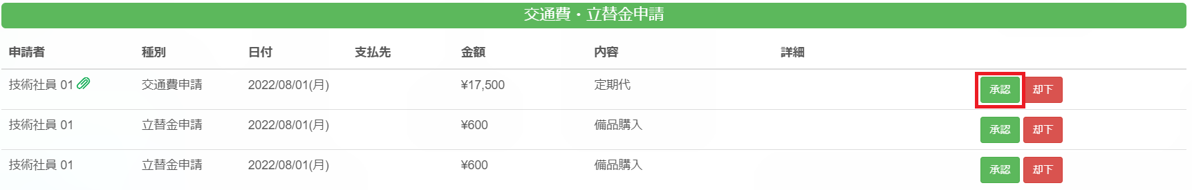 交通費・立替金申請_承認