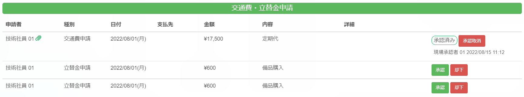 交通費・立替金申請_承認後